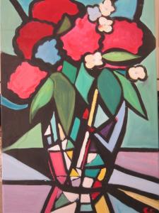 Cloisonnism flower painting 